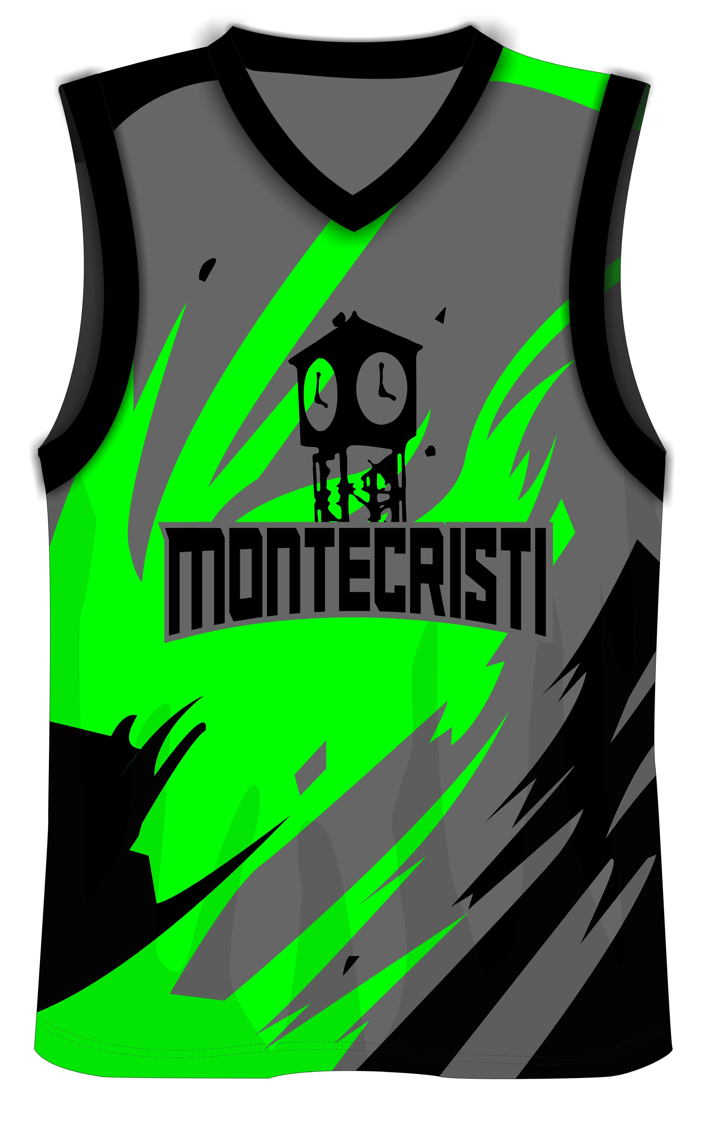 VOLEIBOL, GRIS CON VERDE NEON SUBLIMADO